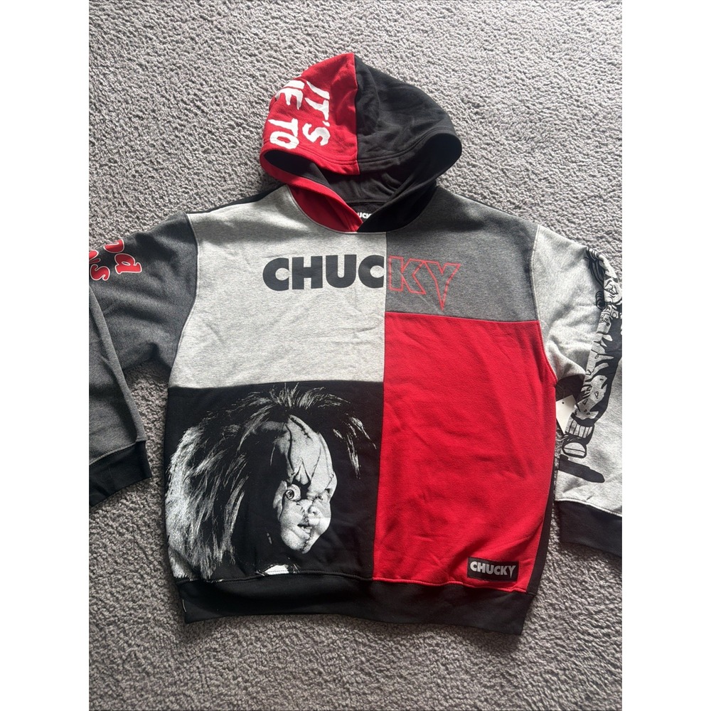 Chucky Hoodie NWT Mens L Universal Studios Horror Colorblock Pullover Halloween